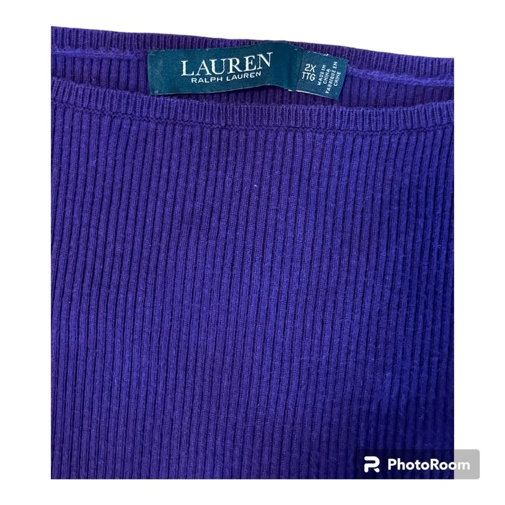 Lauren Ralph Lauren Purple Sweater with Silver Buttons on Sleeves Size 2X - Picture 6 of 8